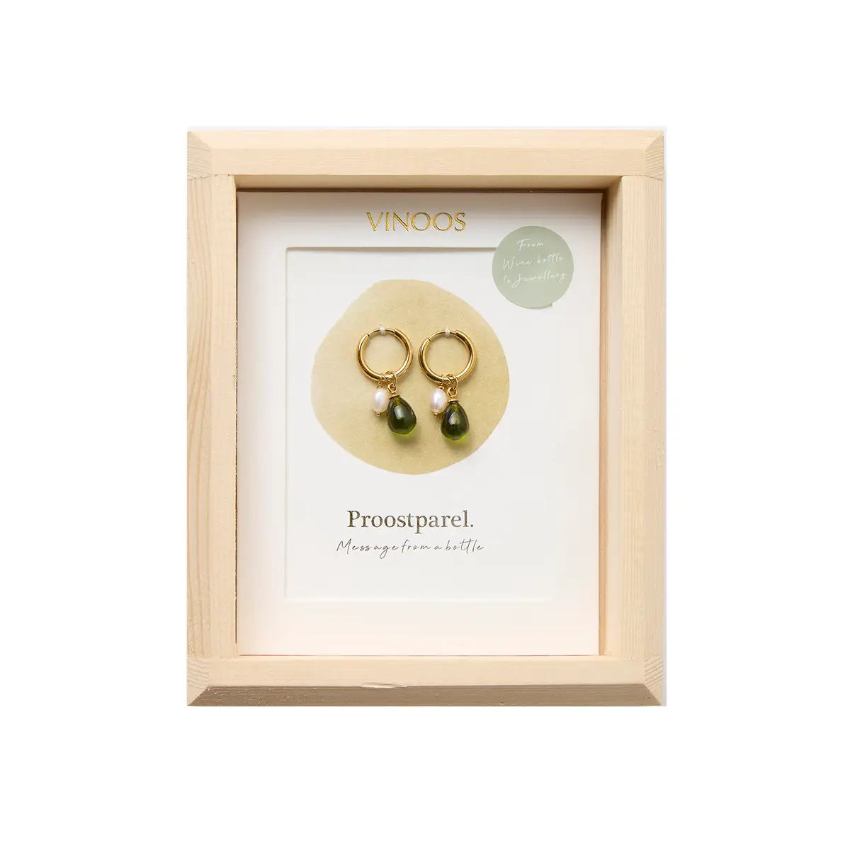 Proostparel Oorbellen - Groen Met Parel - Afbeelding 3