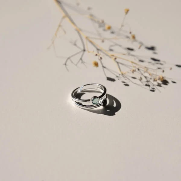 RING DUBBEL ZILVER - TURQUOISE / ZWART